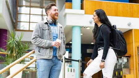 NCI Psychology students talking and laughing